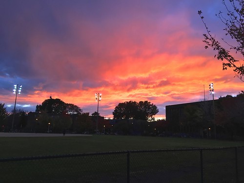 Beautiful sunset on the ballpark