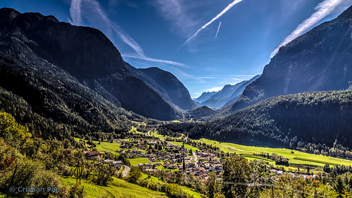 travel blue sky mist mountain green backlight forest landscape austria countryside europe village trails sunny valley contrails tyrol oetz canon6d