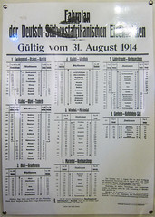 Fahrplan, train schedules in Namibia in 1914. Windhoek railway museum