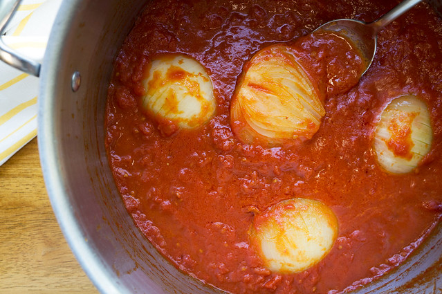 tomato sauce, simmered