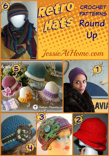 Retro Hats Crochet Pattern Round Up from Jessie At Home
