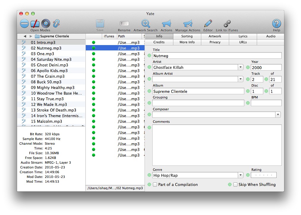 Yate 3.17.4.1  Tag and organize your audio files