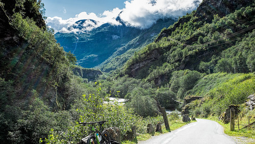 road trip railroad mountain green tourism nature sunshine bicycle norway river landscape waterfall railway valley flare noruega flåm active norvege flåmsdalen x100s