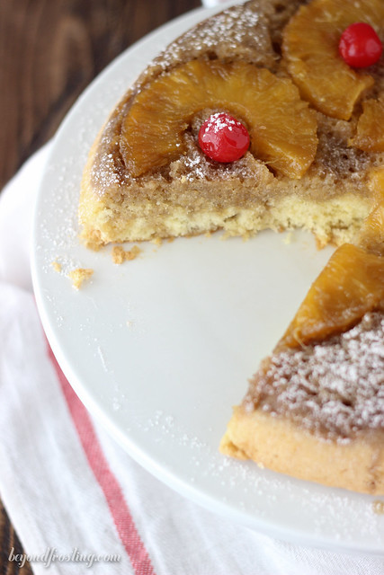 Indulge in this classic Pineapple Upside Down Cake, just like your grandma used to make it! A classic brown sugar crust with a light vanilla cake. 