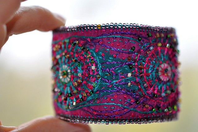 fiber art bracelet
