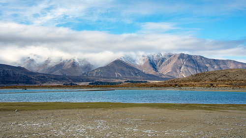 new travel blue newzealand summer sky mountain lake snow alps tourism nature water beautiful clouds john landscape outdoors high scenery view country hill scenic sunny canterbury mount southern observatory zealand nz tekapo