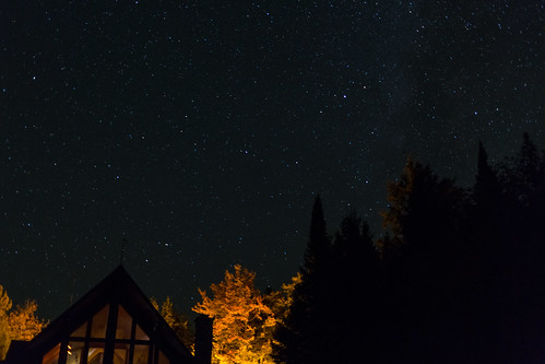 christmas sky night skyscape stars michigan logcabin upperpeninsula lakesuperior averageview