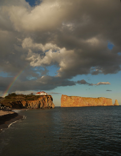 canada rainbow québec falaise rocher arcenciel gaspésie océan percé rocherpercé
