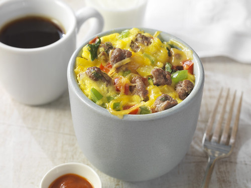 Beef and egg breakfast mug.  Current research encourages redistributing protein throughout the day so that it’s more evenly consumed. Photo courtesy of AMS.