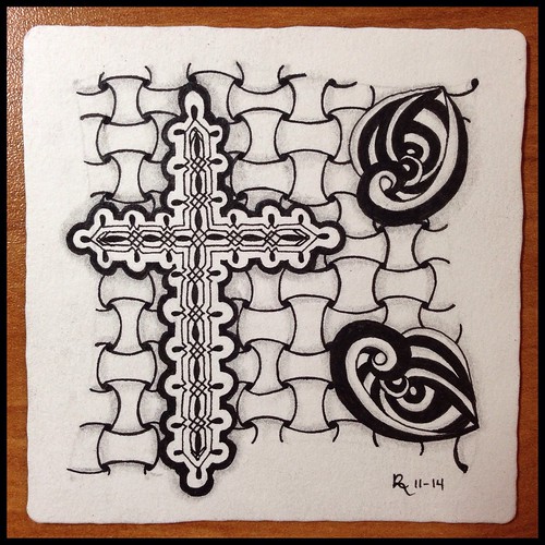 Zentangle 77, for The Diva's Weekly Challenge #193