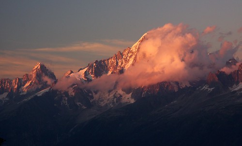 sunset france mountains alps clouds landscape golden mountaineering chamonix montblanc alpinism aiguilleverte