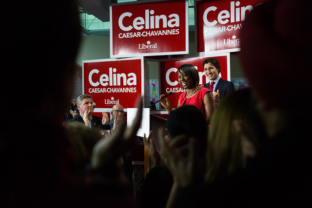 Justin and Celina thank supporters in Whitby-Oshawa. November 17, 2014.
