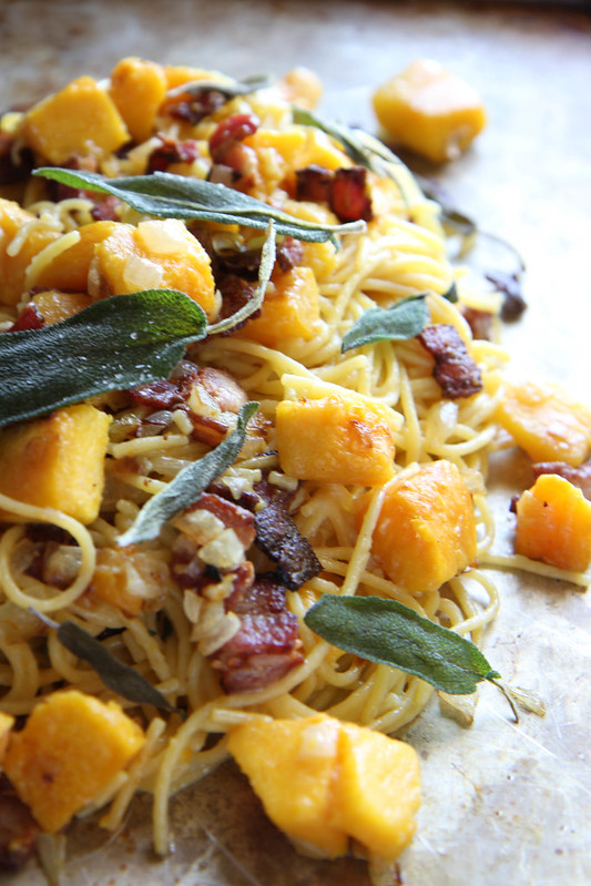 Pumpkin, Bacon and Fried Sage Pasta (Dairy, Egg and Gluten Free)