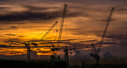 sunrise construction warm cranes pasirris ilce6000 cranessunrise a6000sony sonyfe70200f4goss