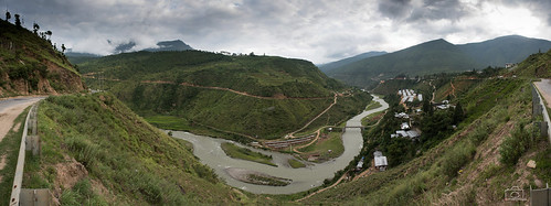 panorama mountains clouds river landscape bhutan central august monastery monsoon dzong chu himalayas puna 2014 btn phodrang tsang wangdiphodrang wangdue busshism buddisht