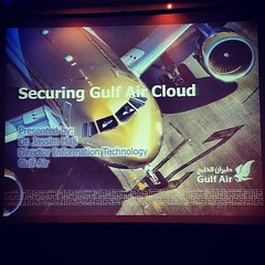 Jassim presenting #Security #GulfAir #Cloud #CloudComputing #CloudSecurity #CyberSecuritySummit #Roshcomm #Bahrain