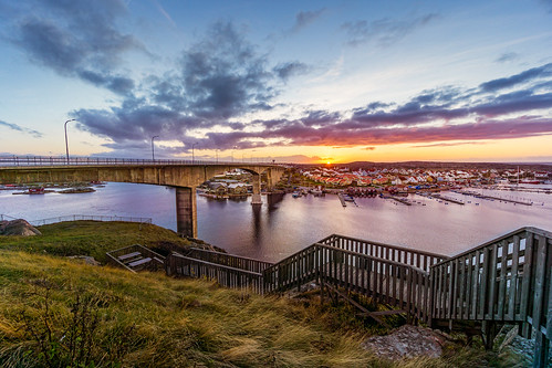 bridge houses sunset seascape water clouds stairs landscape sweden bohuslän waterscape smögen kungshamn 1018mm sel1018 bentvelling sonya6000