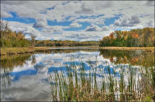 lake ontario reflection clouds pond hdr