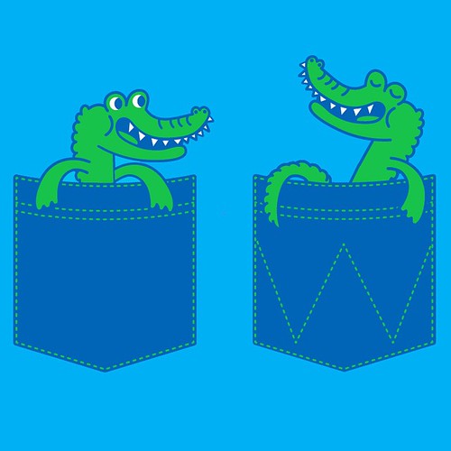 Unused illustrations for a band that wanted a die cut sticker of a "baby alligator in a shirt pocket" #sturgillustration