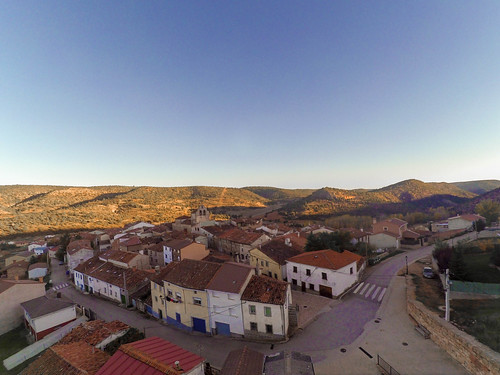 village spain ablanque guadalajara aereo drone quadcopter aerial comet sky helicopter view xiaomi yi