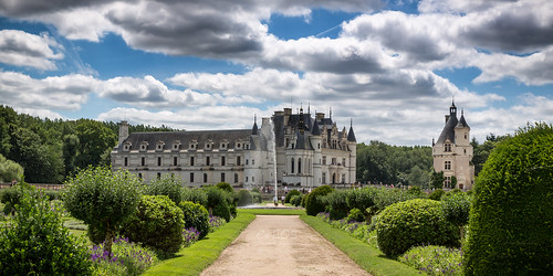 castle fountain architecture garden landscape paysage loire renaissance chenonceau touraine