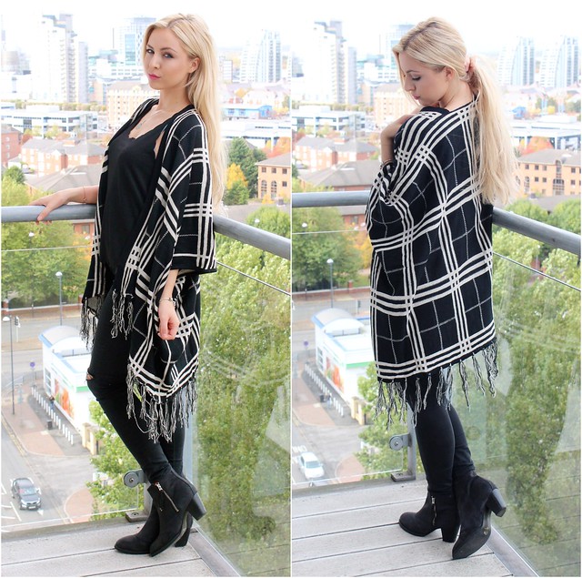 A/W Cape Trend, Blue Vanilla, OOTD, Outfit Post, The Checked Cape, 