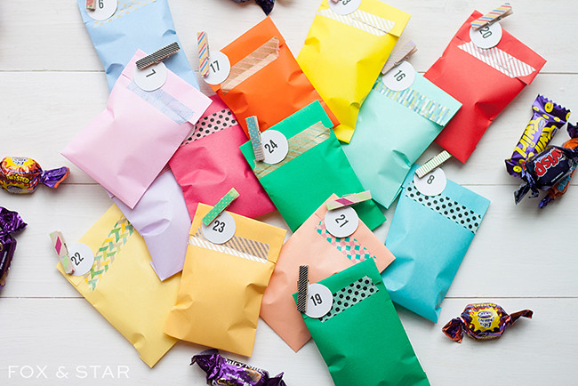 DIY washi tape advent calendar treat bags : fox and star blog