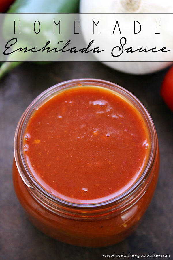 Homemade Enchilada Sauce in a glass jar.