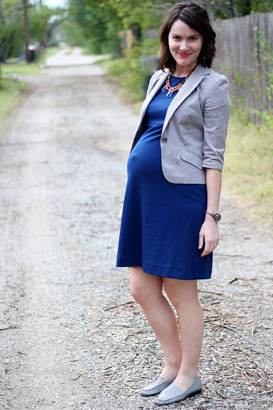 blue-maternity-dress-gray-blazer-2