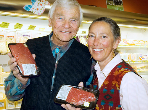 John and Trudi Kretsinger of KW Farms promoting their grass-fed beef products at one of La Montanita’s stores.