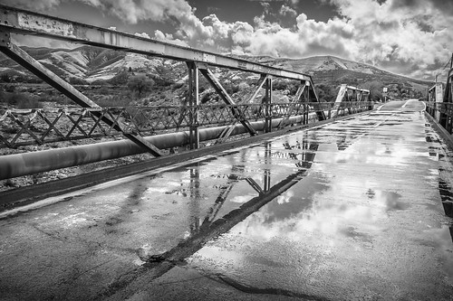 california road bridge sky reflection wet water weather clouds landscape photography nikon unitedstates steel mentone partlycloudy sanbernardinocounty d7100