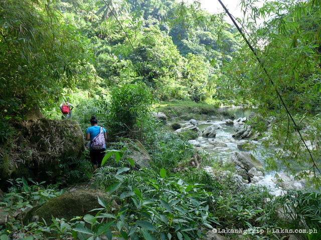 River trekking going back to jump off of Dodiongan Falls. Iligan City, Lanao del Norte, Philippines