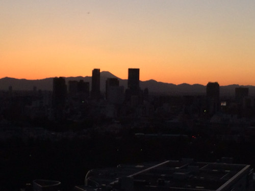 夕焼けと富士山
