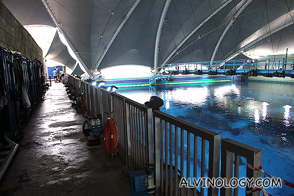 The area where the visitors can observe the feeding of the manta rays 