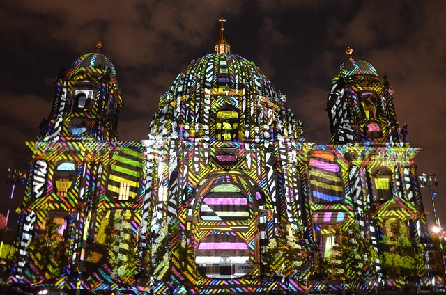 10th Berlin Festival of Lights _Berliner Dom cathedral graphic illumination