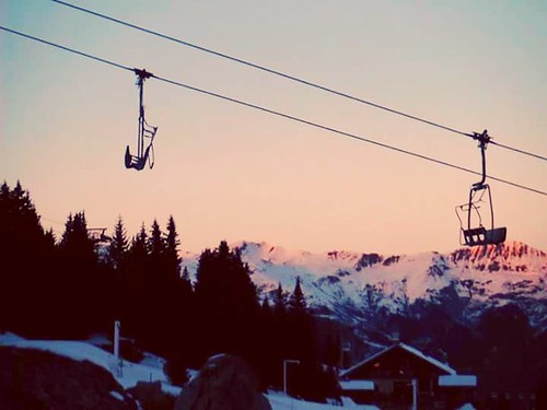 chairlift mountains sunset
