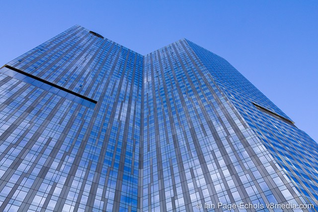 Tall building with sky reflection