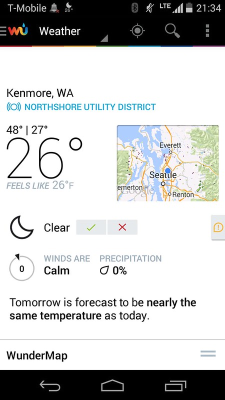 Evening Temperature: I had to take the bus back to Seattle.
