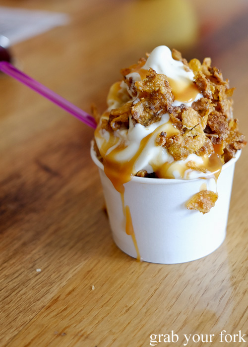 Salted white chocolate caramel crunch soft serve from Candied, Spotswood