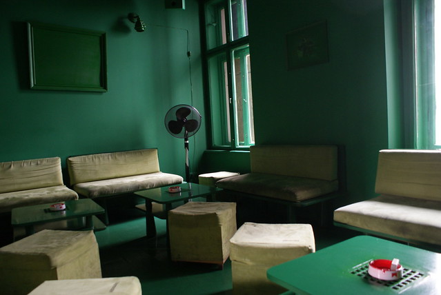 Salle "verte" de l'ex-Finka aujourd'hui Entropia à Kazimierz, Cracovie.
