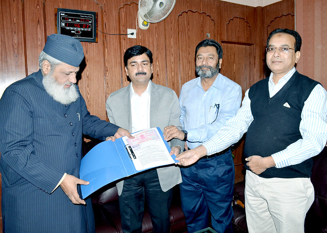 L-R: Professor Shakir Jamil, Professor Asfar Ali Khan, Professor Naeem A Khan and Professor Shariq Ali after the signing of MoU.