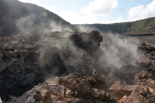 hawaii lava steam caldera bigisland hawaiivolcanoesnationalpark steamvent kilaueaiki ikicrater turtleslava2014 ikicratertrail