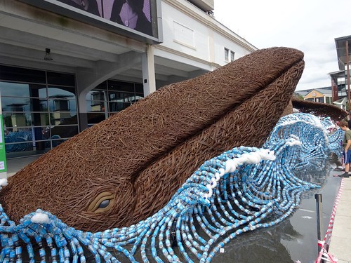 Whale in plastic ocean