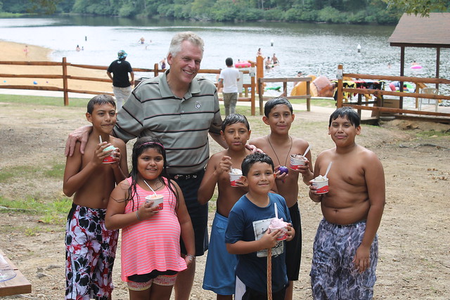 Kids enjoy ice cream with Governor McAuliffe at Goodwin Lake.