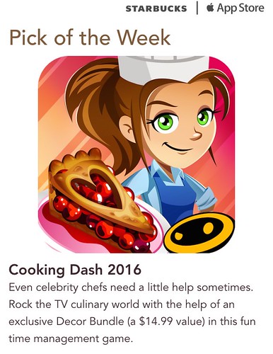 Starbucks iTunes Pick of the Week - Cooking Dash 2016