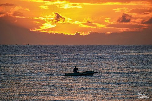 sea sunrise dawn fishing