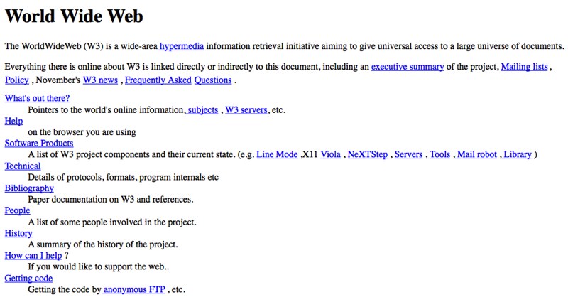 The first website developed by Tim Berners-Lee