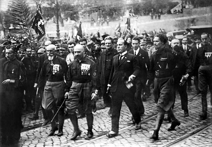 Benito Mussolini and Fascist Blackshirts during the March on Rome