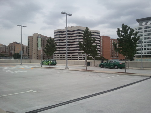 Third floor of the Silver Spring Transit Center with buildings in the distance