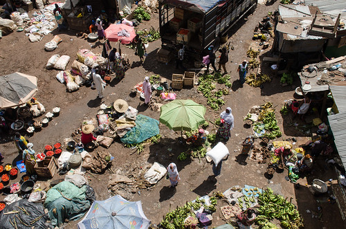 kumasi ashanti ghana market africa westafrica aerialview banana kejetia